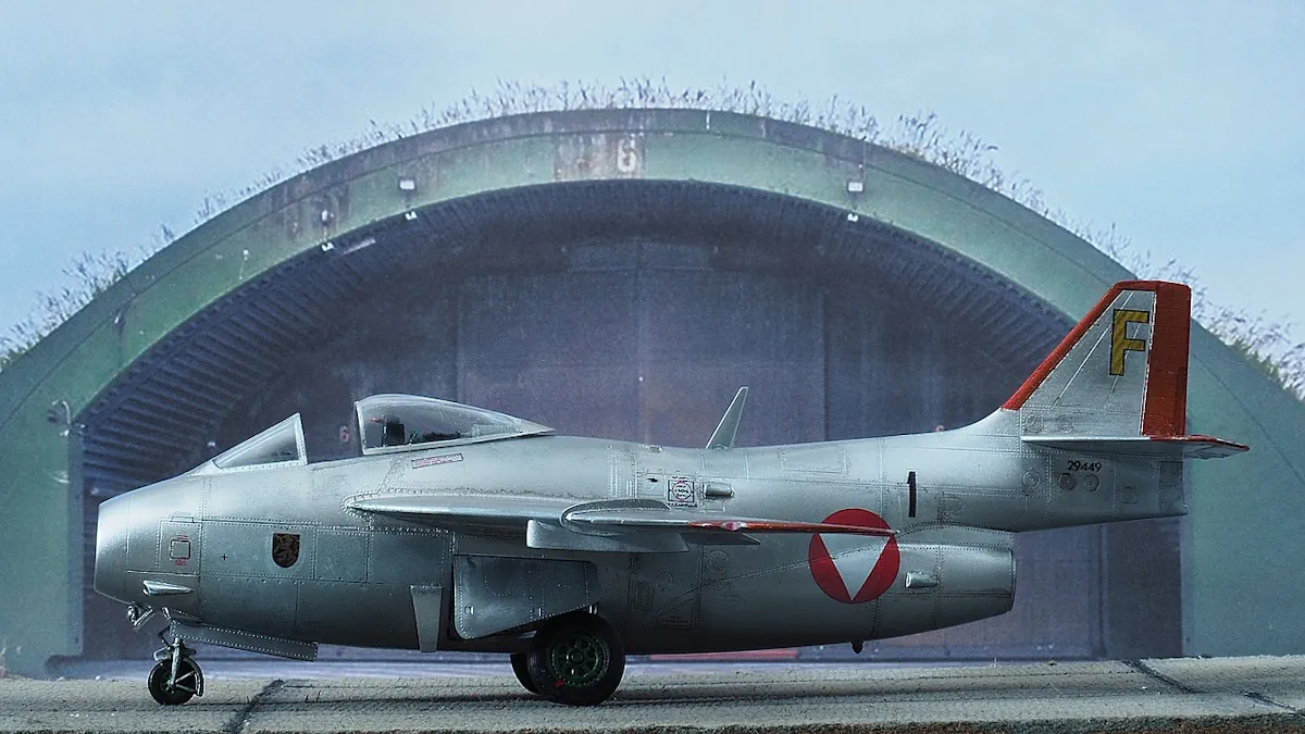 SAAB J29 Flygande Tunnan svenskt jetjaktplan i flygning